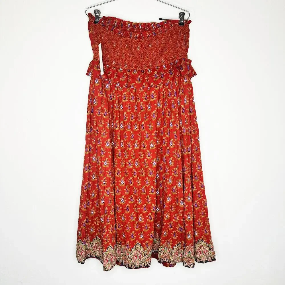 NWT Anthropologie Plenty Tracy Reese Empire Strapless Smocked Midi Dress Large - Picture 8 of 15